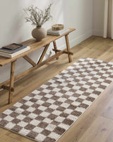 Canika Brown Washable Checkered Area Rug - Ornate Home