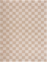 Canika Checkered Cream Washable Area Rug - Ornate Home