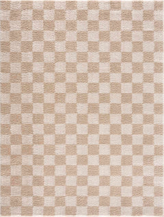 Canika Checkered Cream Washable Area Rug - Ornate Home