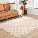 Canika Checkered Cream Washable Area Rug - Ornate Home