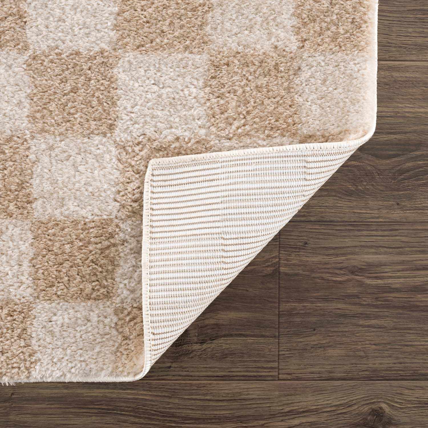 Canika Checkered Cream Washable Area Rug - Ornate Home