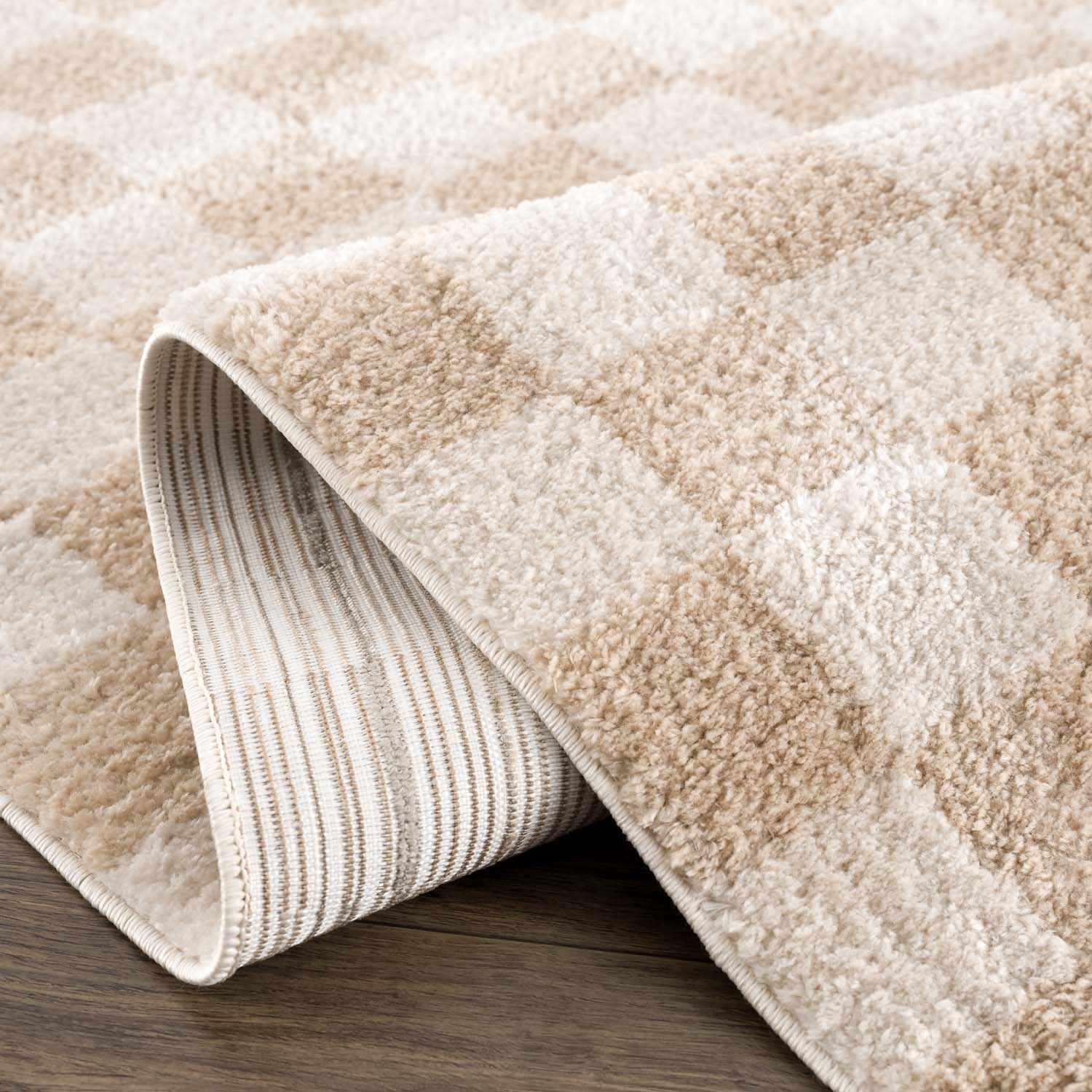 Canika Checkered Cream Washable Area Rug - Ornate Home