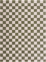 Canika Green Checkered Washable Plush Rug - Ornate Home