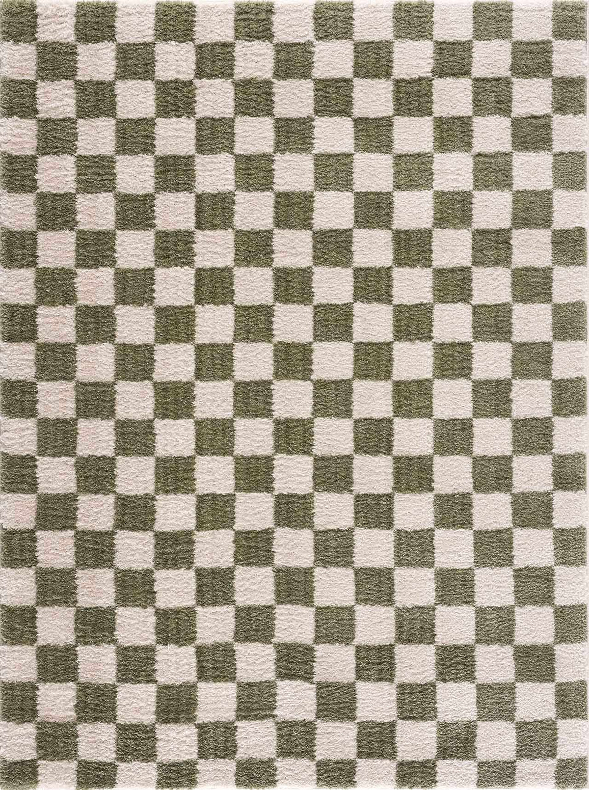 Canika Green Checkered Washable Plush Rug - Ornate Home