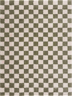 Canika Green Checkered Washable Plush Rug - Ornate Home