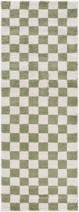 Canika Green Checkered Washable Plush Rug - Ornate Home