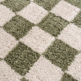 Canika Green Checkered Washable Plush Rug - Ornate Home