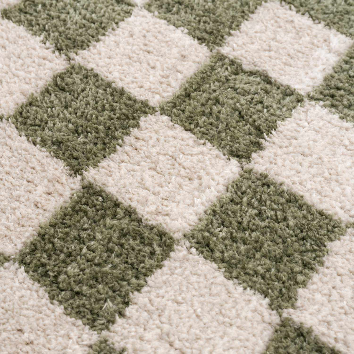 Canika Green Checkered Washable Plush Rug - Ornate Home