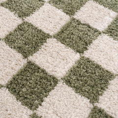 Canika Green Checkered Washable Plush Rug - Ornate Home