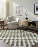 Canika Green Checkered Washable Plush Rug - Ornate Home