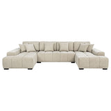 Cannella Beige U-Shaped Double Chaise Upholstered Sectional Sofa - Ornate Home