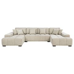 Cannella Beige U-Shaped Double Chaise Upholstered Sectional Sofa - Ornate Home