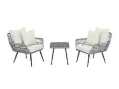 Cannes Patio 2-Person Seating Group with End Table with Cream Cushions - Ornate Home