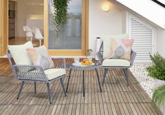 Cannes Patio 2-Person Seating Group with End Table with Cream Cushions - Ornate Home
