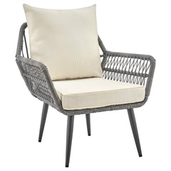 Cannes Patio 2-Person Seating Group with End Table with Cream Cushions - Ornate Home