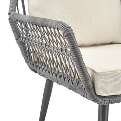 Cannes Patio 2-Person Seating Group with End Table with Cream Cushions - Ornate Home