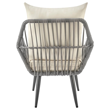 Cannes Patio 2-Person Seating Group with End Table with Cream Cushions - Ornate Home