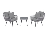 Cannes Patio 2-Person Seating Group with End Table with Grey Cushions - Ornate Home