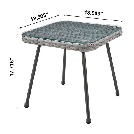 Cannes Patio 2-Person Seating Group with End Table with Grey Cushions - Ornate Home