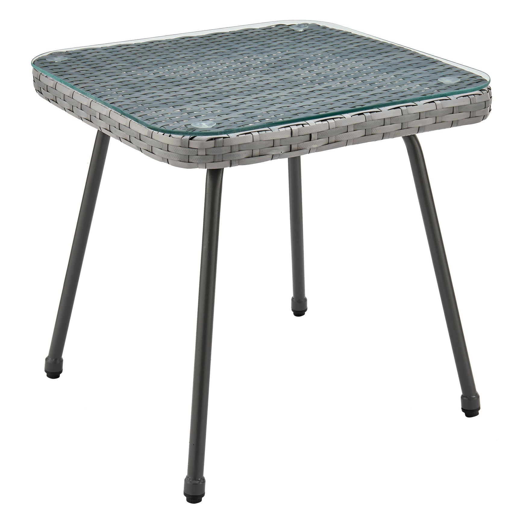 Cannes Patio 2-Person Seating Group with End Table with Grey Cushions - Ornate Home