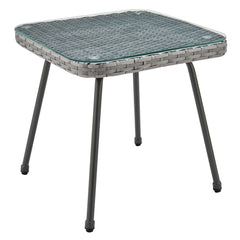 Cannes Patio 2-Person Seating Group with End Table with Grey Cushions - Ornate Home