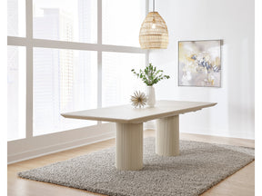 Cannon Sintered Stone/Ivory Double Pedestal Extension Dining Table - Ornate Home