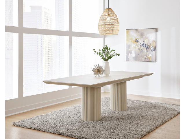 Cannon Sintered Stone/Ivory Double Pedestal Extension Dining Table - Ornate Home