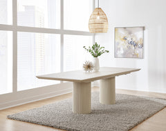 Cannon Sintered Stone/Ivory Double Pedestal Extension Dining Table - Ornate Home