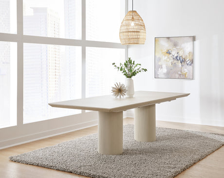 Cannon Sintered Stone/Ivory Double Pedestal Extension Dining Table - Ornate Home