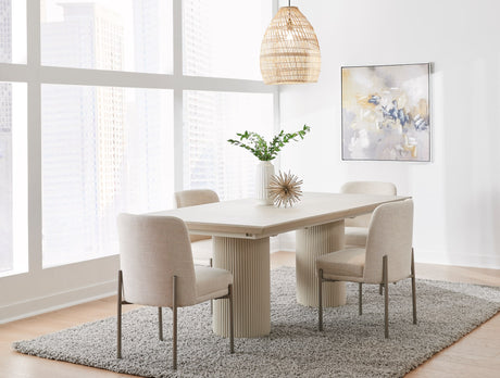 Cannon Sintered Stone/Ivory Double Pedestal Extension Dining Table - Ornate Home