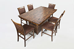 Cannon Valley Distressed Brown High/Low Dining Table w/ 6 Stools - Ornate Home