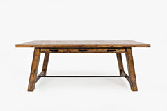Cannon Valley Distressed Brown Trestle Dining Table w/ 4 Chairs - Ornate Home