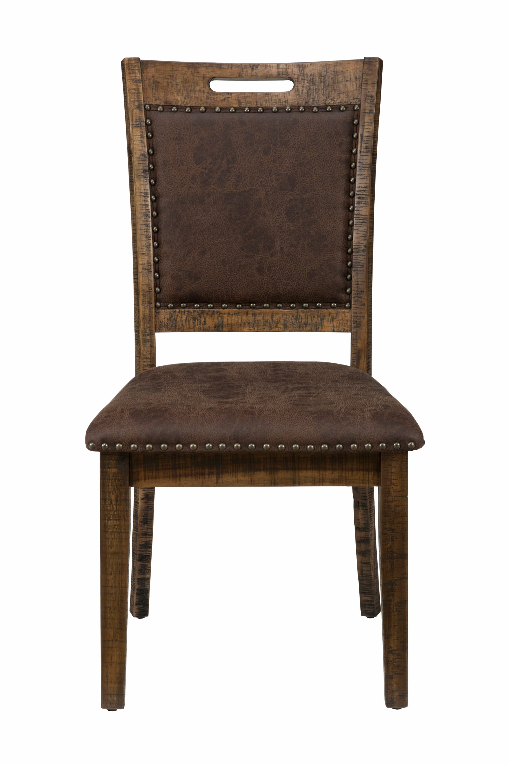 Cannon Valley Distressed Brown Uph Back Chair (Set of 2) - Ornate Home