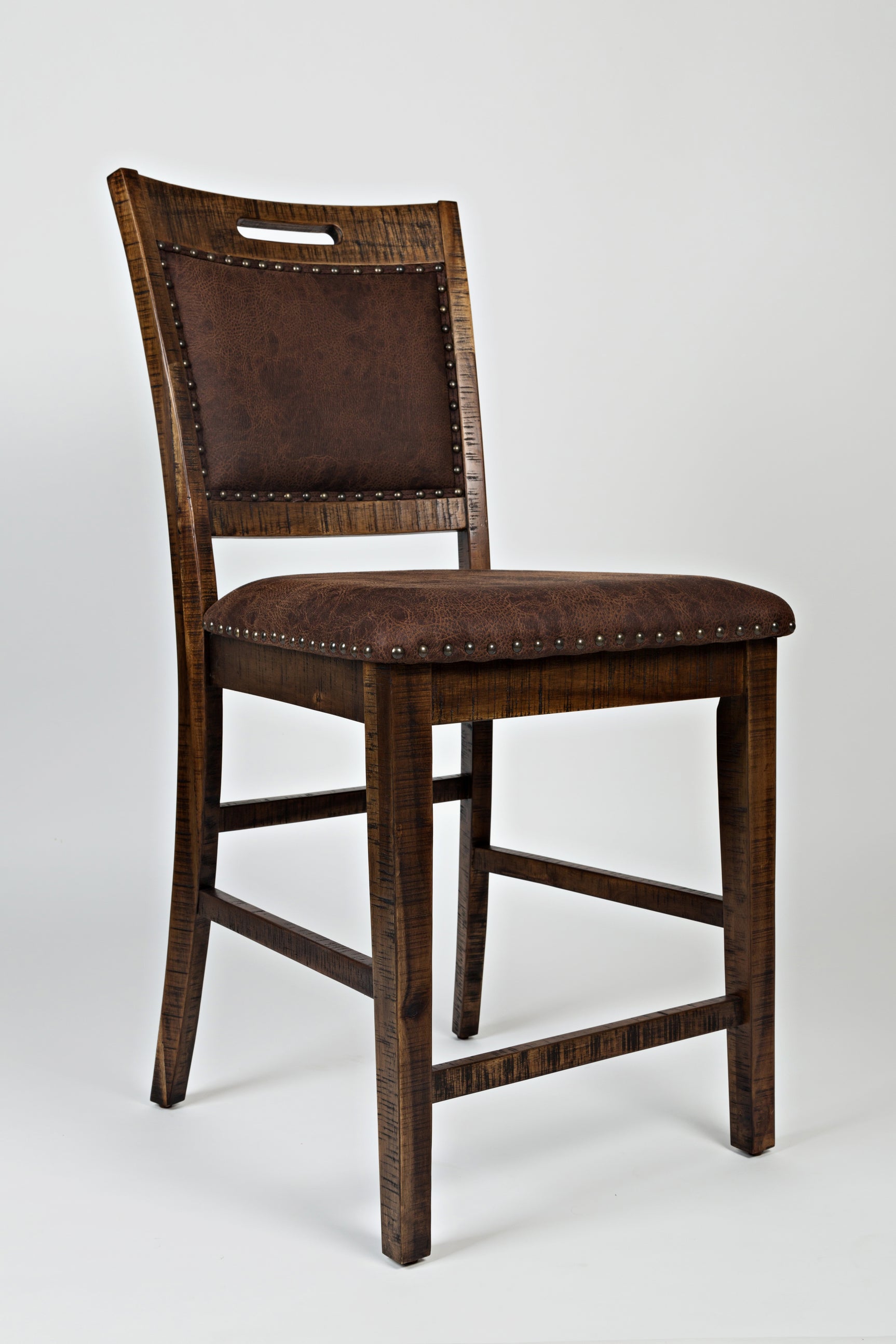 Cannon Valley Distressed Brown Uph Back Stool (Set of 2) - Ornate Home