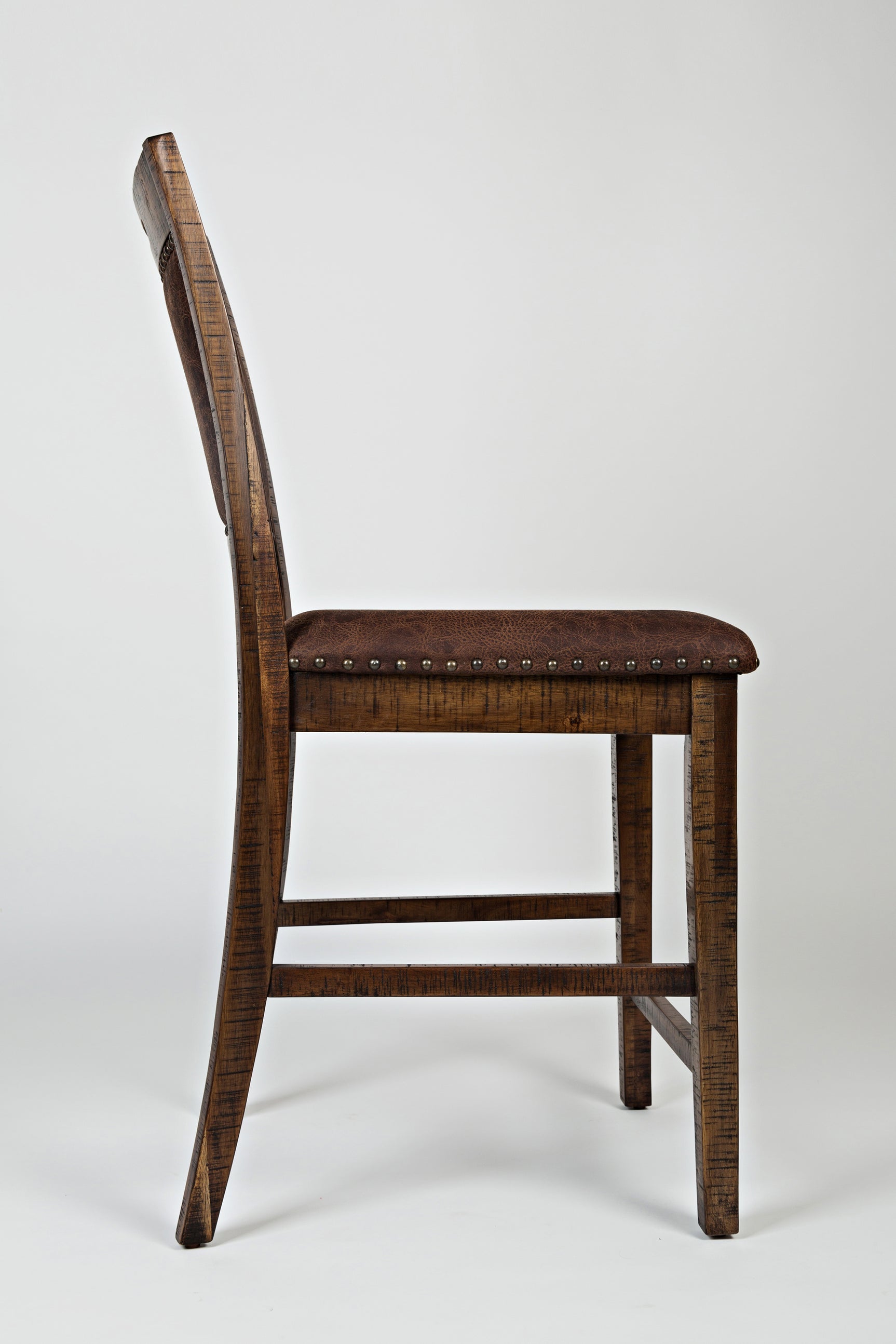Cannon Valley Distressed Brown Uph Back Stool (Set of 2) - Ornate Home