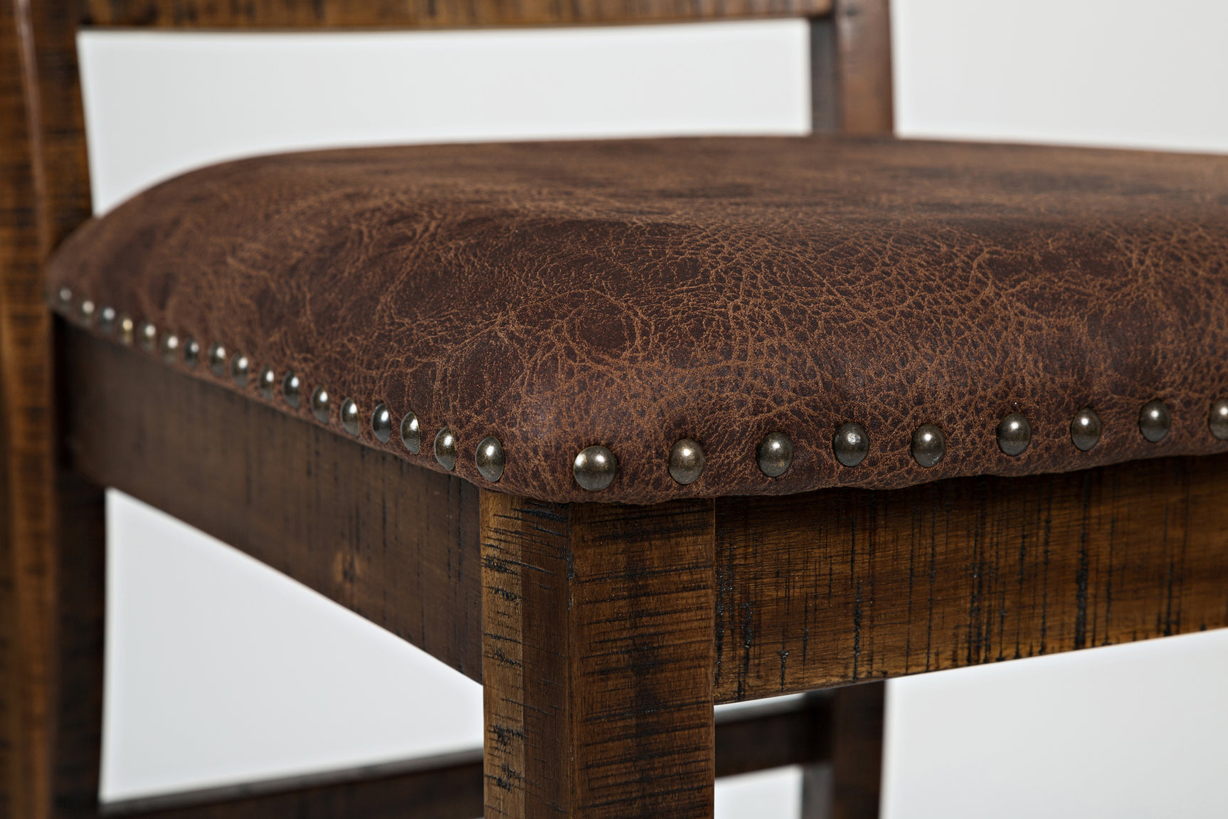 Cannon Valley Distressed Brown Uph Back Stool (Set of 2) - Ornate Home