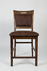 Cannon Valley Distressed Brown Uph Back Stool (Set of 2) - Ornate Home