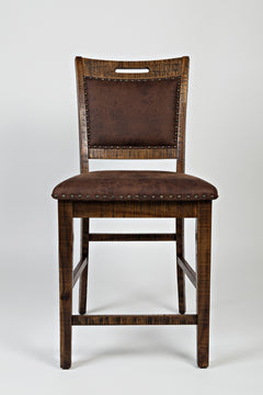 Cannon Valley Distressed Brown Uph Back Stool (Set of 2) - Ornate Home