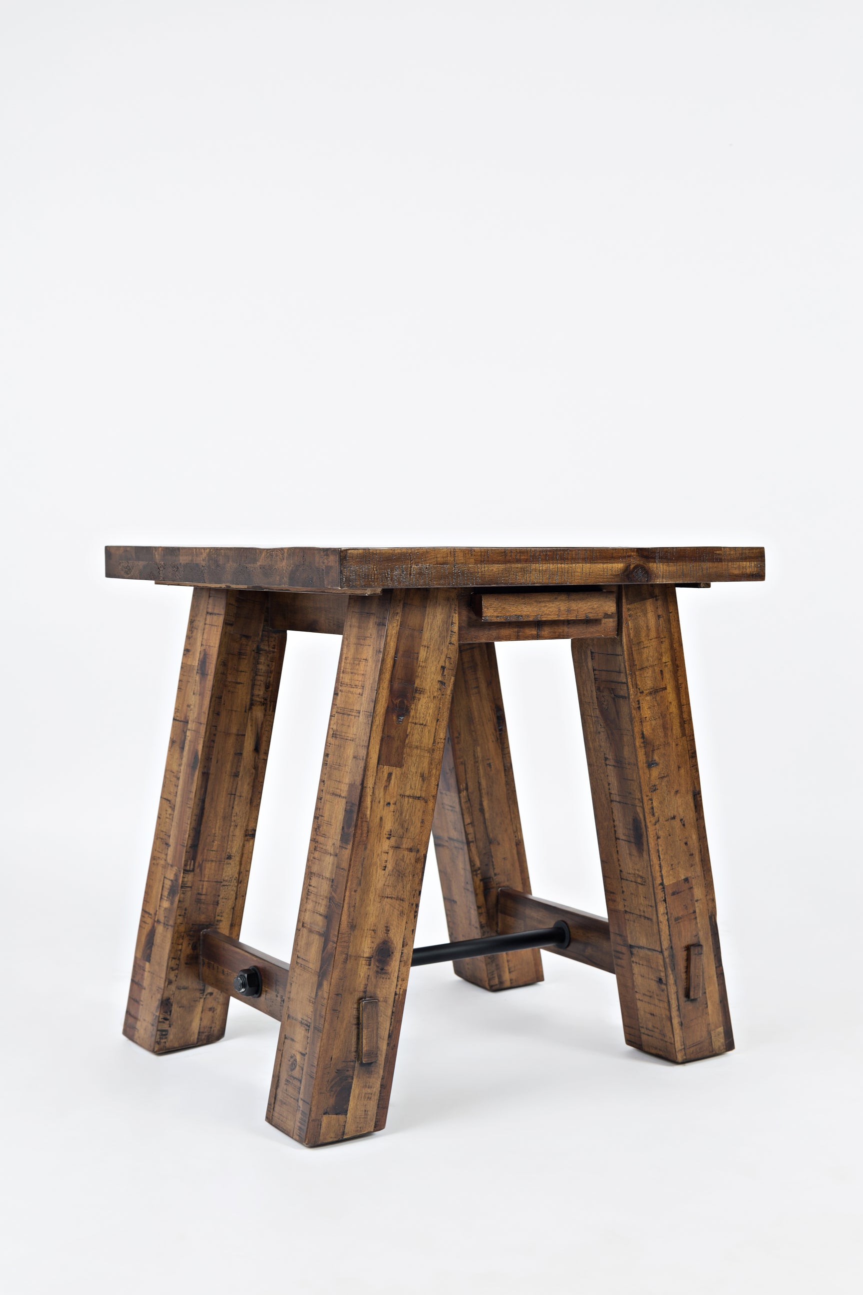 Cannon Valley Trestle Distressed Brown End Table - Ornate Home