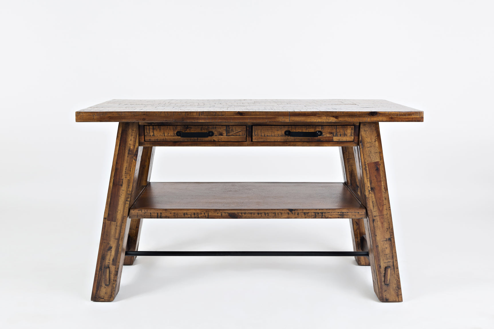 Cannon Valley Trestle Distressed Brown Sofa Table - Ornate Home
