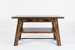Cannon Valley Trestle Distressed Brown Sofa Table - Ornate Home