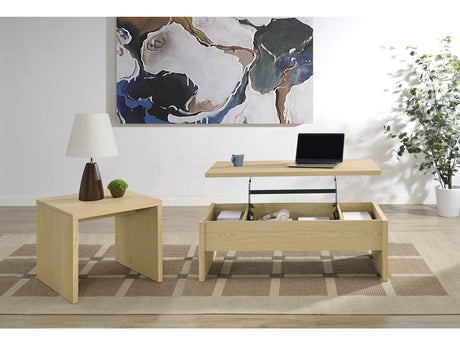 Canoga Light Oak 2-piece Lift Top Cocktail Coffee Table Set - Ornate Home