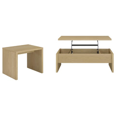 Canoga Light Oak 2-piece Lift Top Cocktail Coffee Table Set - Ornate Home