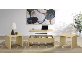 Canoga Light Oak 3-piece Lift Top Cocktail Coffee Table Set - Ornate Home