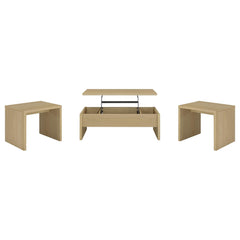 Canoga Light Oak 3-piece Lift Top Cocktail Coffee Table Set - Ornate Home
