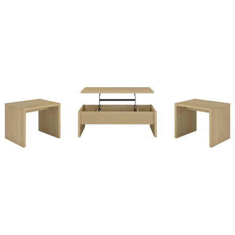 Canoga Light Oak 3-piece Lift Top Cocktail Coffee Table Set - Ornate Home