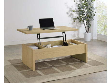 Canoga Light Oak Engineered Wood Lift Top Coffee Table - Ornate Home