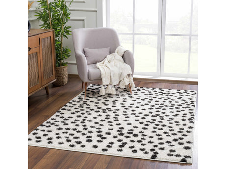Cansu Black & White Dotted Area Rug - Ornate Home