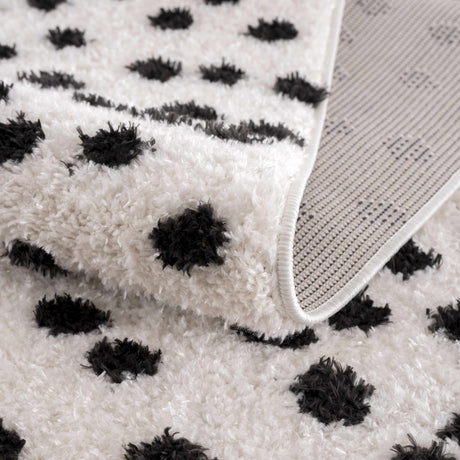 Cansu Black & White Dotted Area Rug - Ornate Home