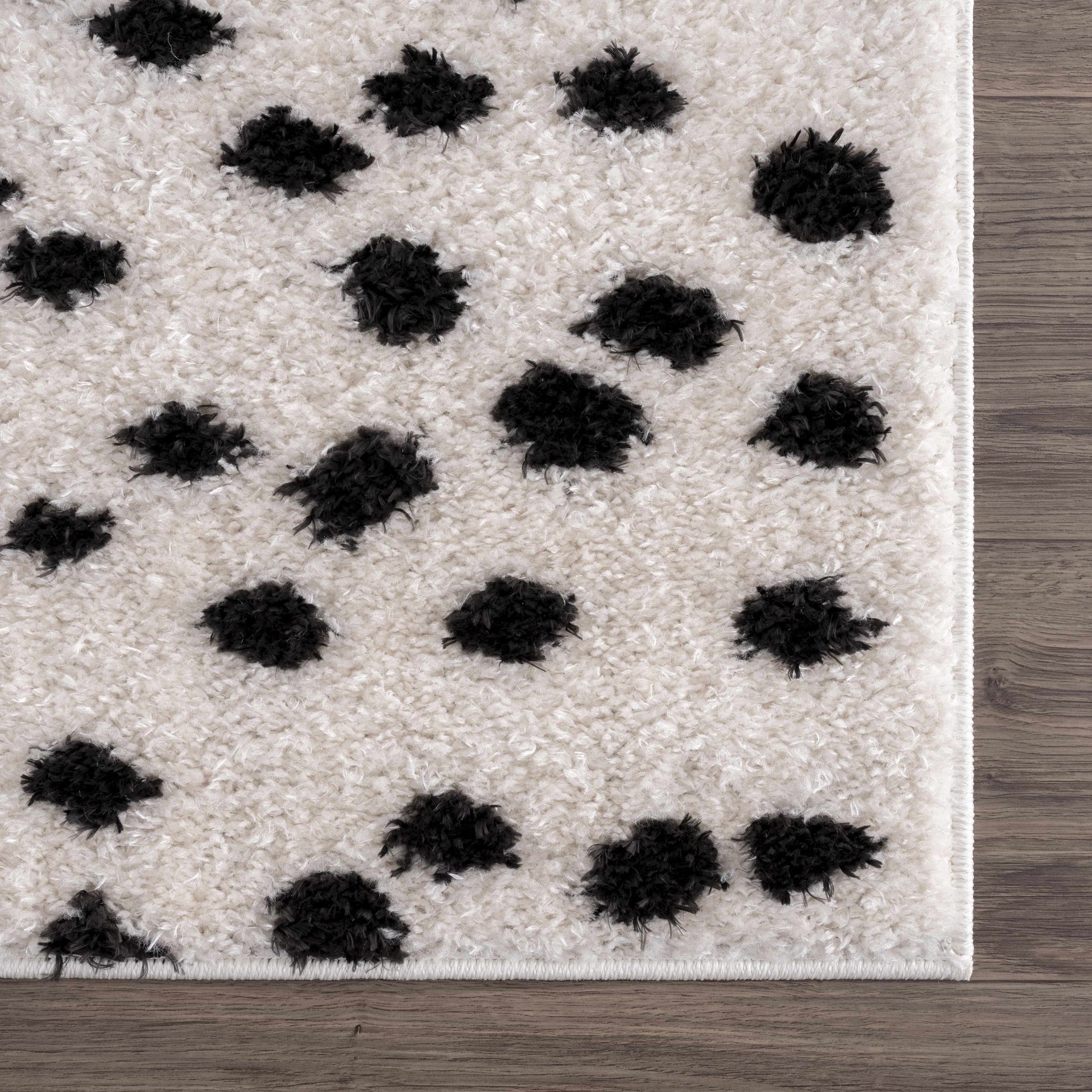 Cansu Black & White Dotted Area Rug - Ornate Home